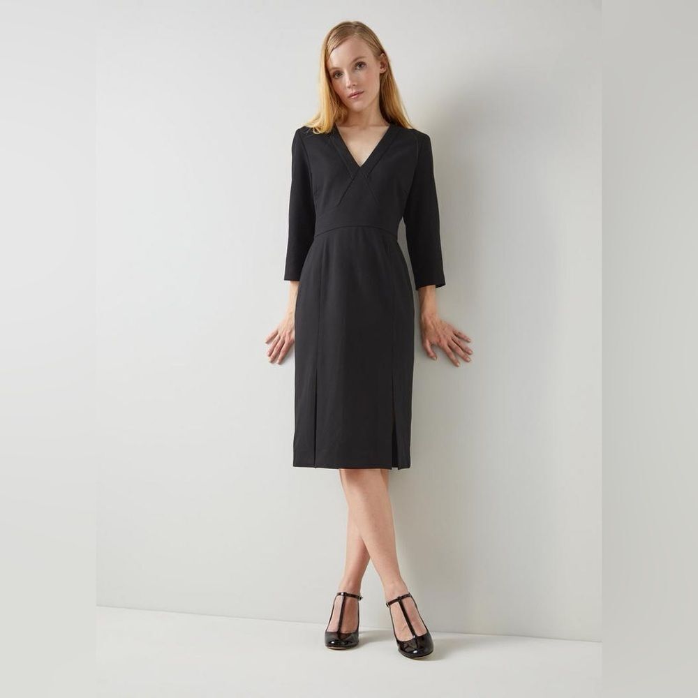 LK Bennett Sky Black Crepe Sophisticated Black Midi Dress